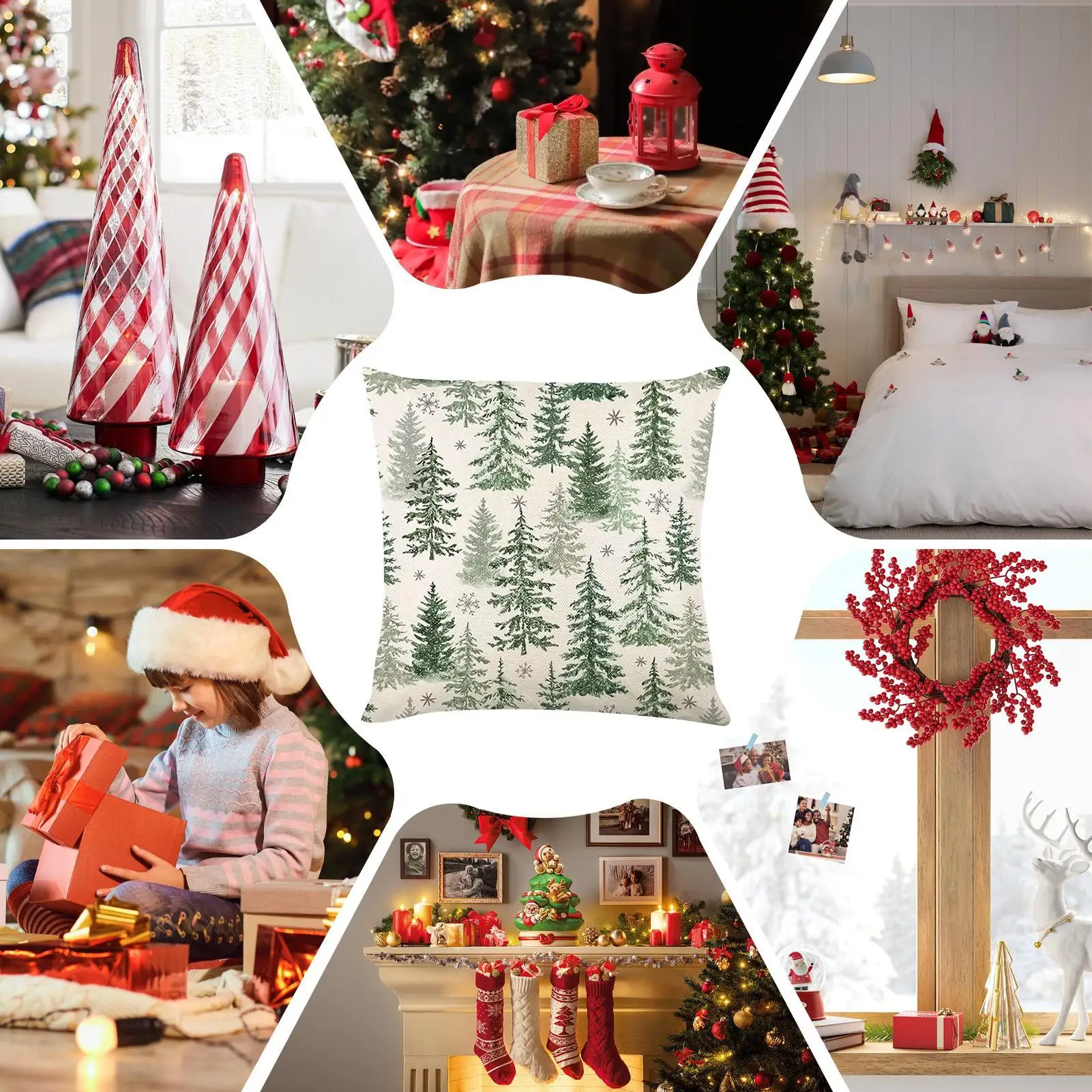 Christmas Throw Pillow Covers Rustic Sofa Pillow Covers 18x18 Inch Decorative Farmhouse Pillowcase For Sofa Bed Study Photo