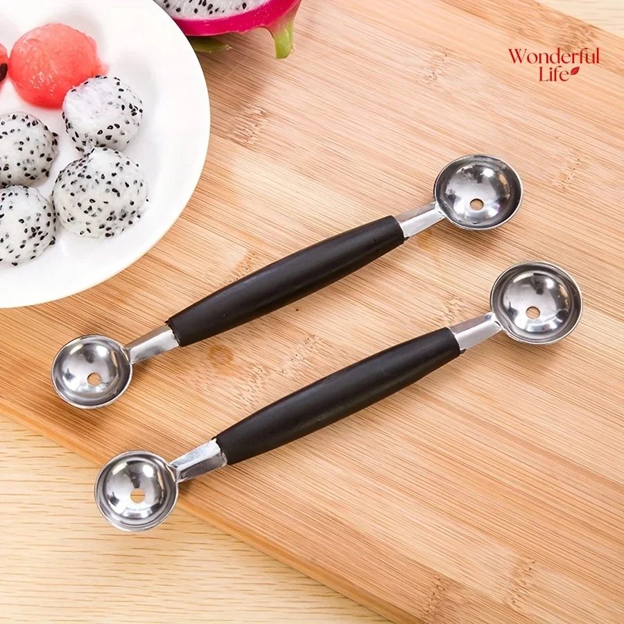 LMETJMA Stainless Steel Double Ended Headed Fruit Icecream Ball Spoon Diameter Melon Baller Fruit Vegetable Tools PY0039
