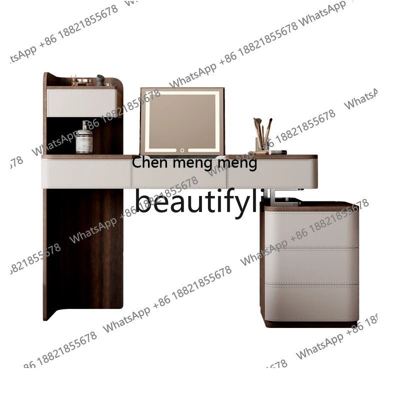 

Italian flip solid wood dresser high storage rack storage cabinet integrated bedroom modern minimalist high-end makeup tableH