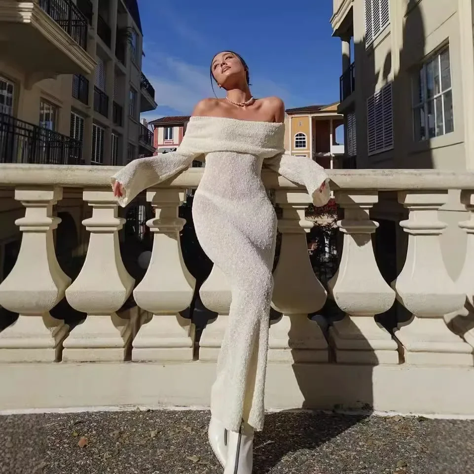 Robe longue tricotée ajourée, robe de plage, cordon de serrage, Cover-Up pour les maillots de bain, tenues de plage Sexy pour femmes, vêtements de plage, 2024