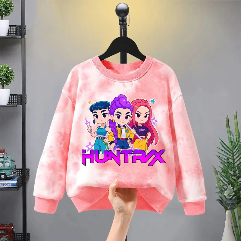K-pop demon hunters doce em torno do pescoço moletom para meninas anime dos desenhos animados bonito moletom com capuz crianças outono moda esporte moletom