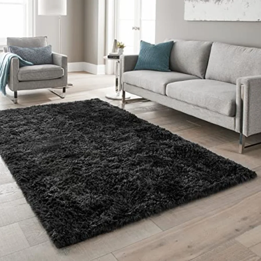 

Luxurious Fluffy Shaggy Soft Area Rug with NonSlip Backing for Indoor Living Rooms Bedrooms and Hallways 5x7 Ft Modern Charcoal
