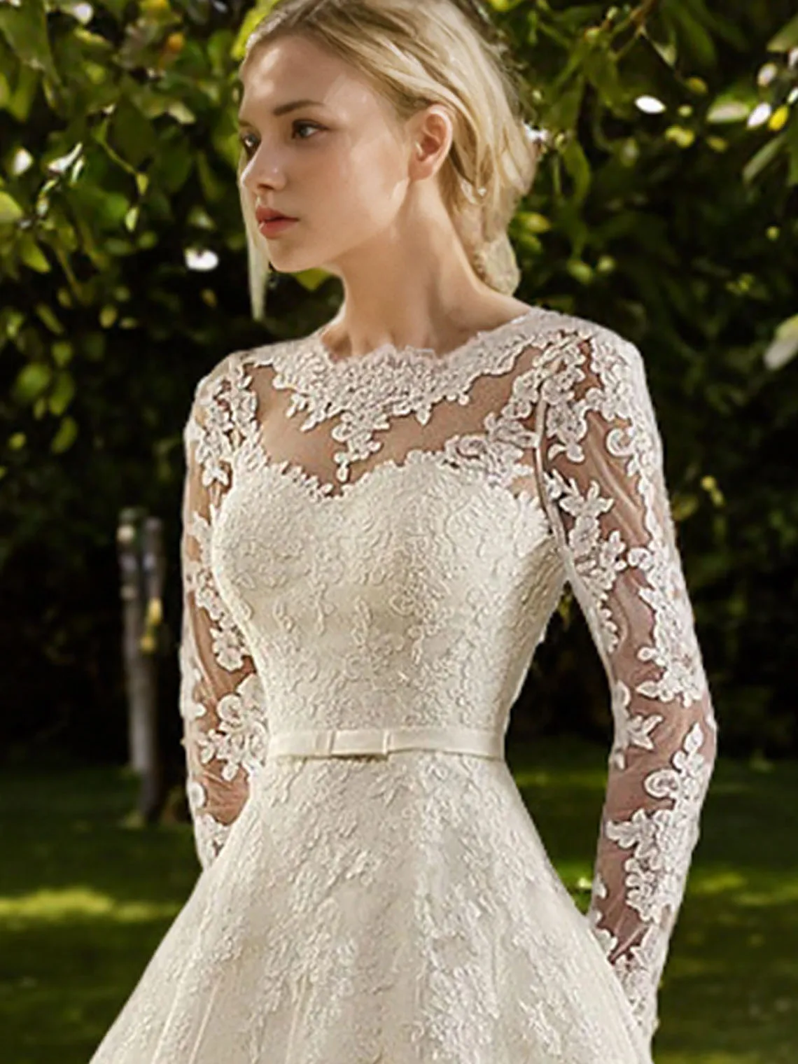 Robe de mariée formelle de fiançailles, robe de mariée élégante et Sexy, robe de bal, col d'illusion, manches longues, avec des Appliques en dentelle, personnalisée gratuitement 2025