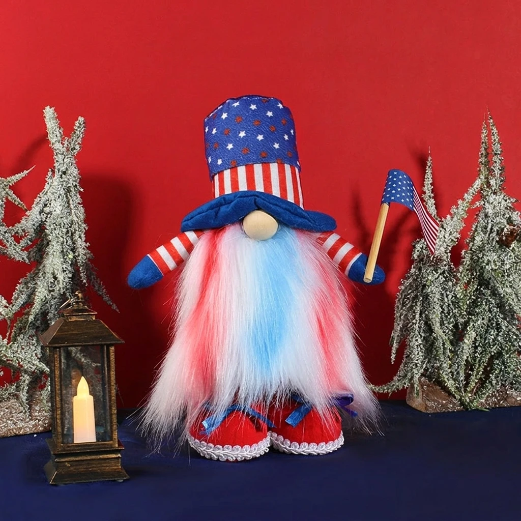 Faceless Elderly Figure with Flag for Independence Day Outdoor Decoration