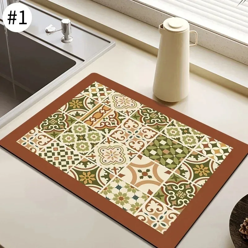 Magnifiques tapis de cuisine, tapis de séchage de vaisselle absorbant, tapis de drainage, tapis de cuisine, égouttoir à café, tapis de table élégant