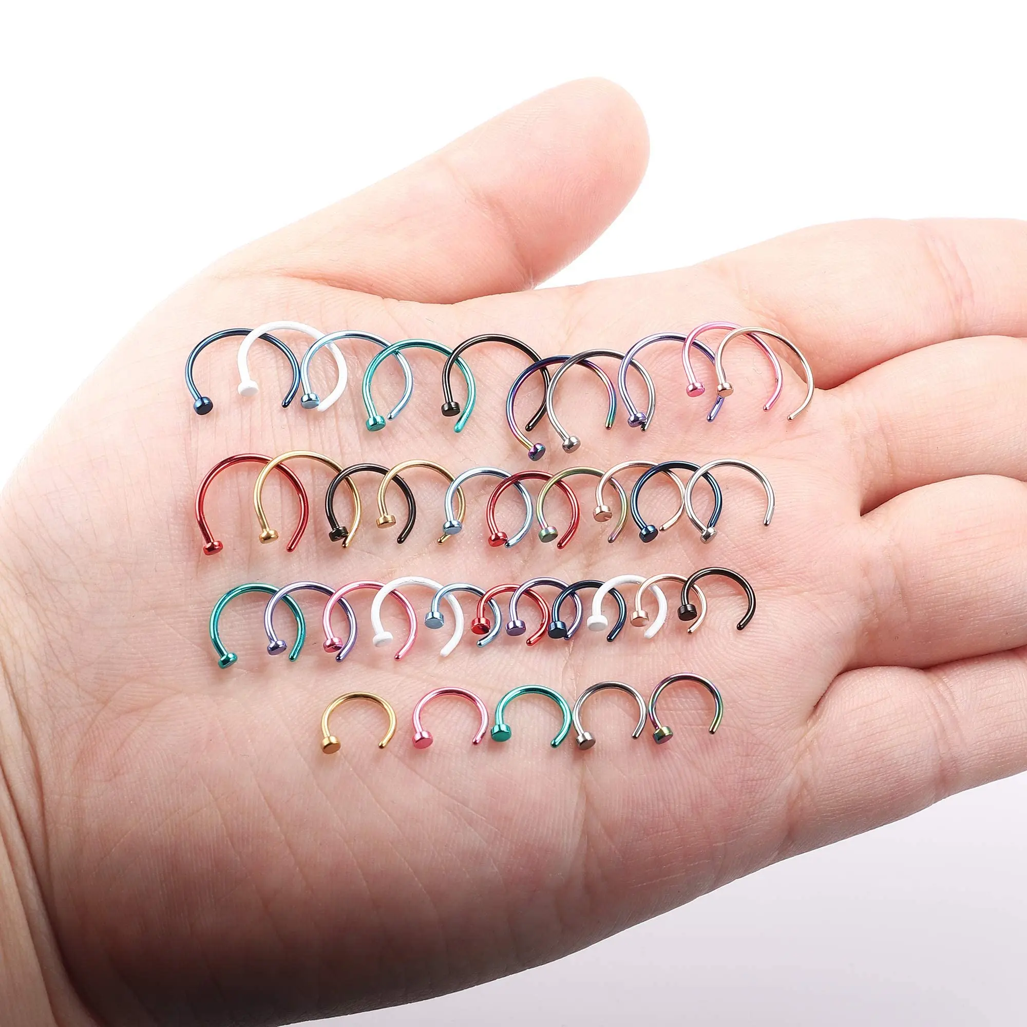 Drperfect 20G 316L anello al naso in acciaio inossidabile cerchio Piercing alla narice per donna uomo orecchini a cartilagine con elica colorata gioielli per il corpo