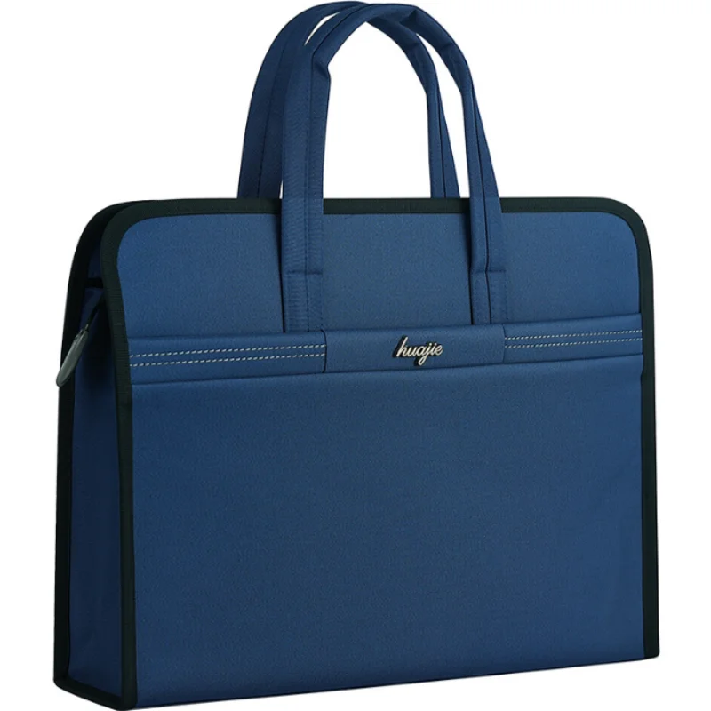 Business Briefcase Waterproof Wear Resistant Large Capacity Laptop Document Bag Handheld Computer Bag Office Meeting File Bag