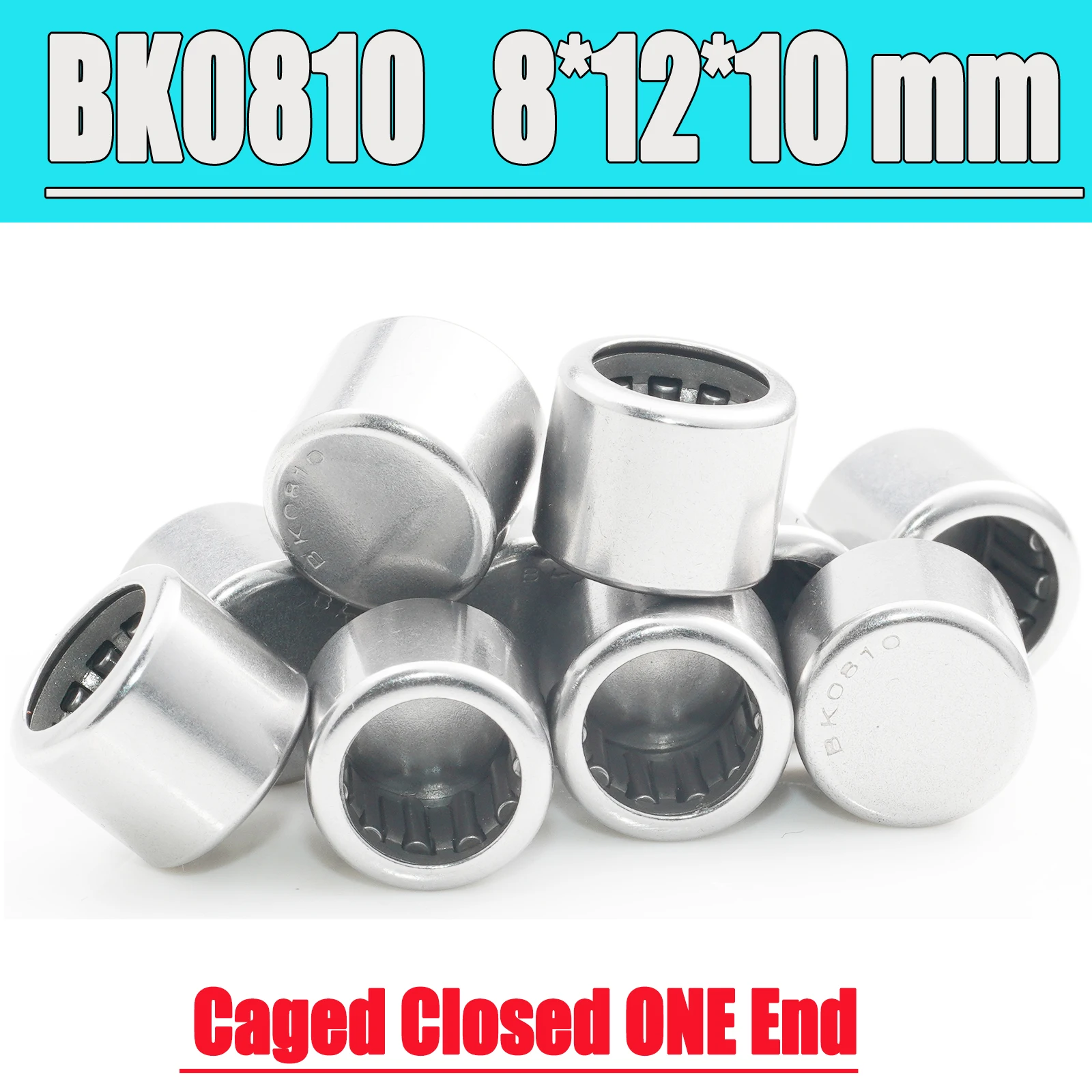 

10PC BK0810 Needle Bearings 8*12*10 mm Drawn Cup Needle Roller Bearing BK081210 Caged Closed ONE End 88941/8