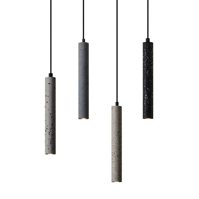 

Creative cement bar restaurant lamp simple coffee shop Loft terrazzo strip single head bedroom bedside chandelier