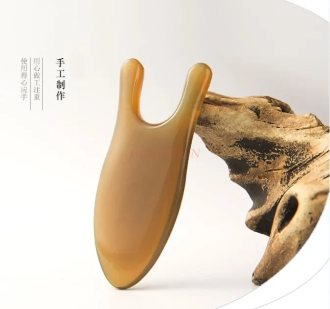 1Pc Natural Horn Scraping Board Nose Trigger Guasha Tool Eye Meridian Massager Facial Beauty Health Scraper Tendon Pulling Stick