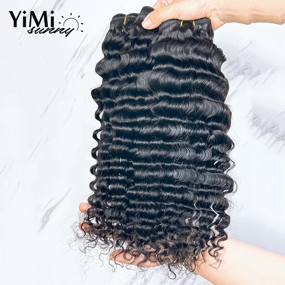 Yimisunny-Brazilian Wave Extensão do cabelo humano para as mulheres, cabelo humano virgem, trama não processada, 3/4 Bundles Deals, Full Head, Deals