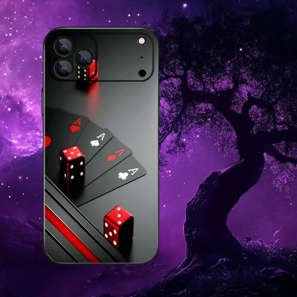 Funda de teléfono de póker para iPhone 17,16,15,14,13,12,Pro,Max,Plus,E,SE4,Air,Mini caja suave negra