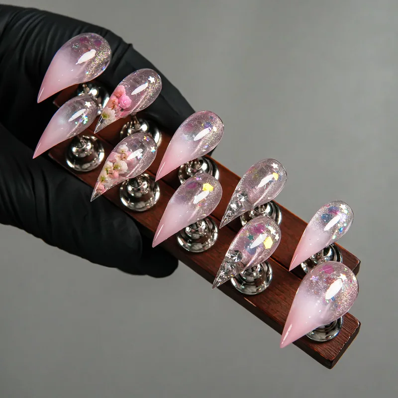 Cross-border best-selling high-quality dragon claw nail patches, purely handmade in ice-clear nude color