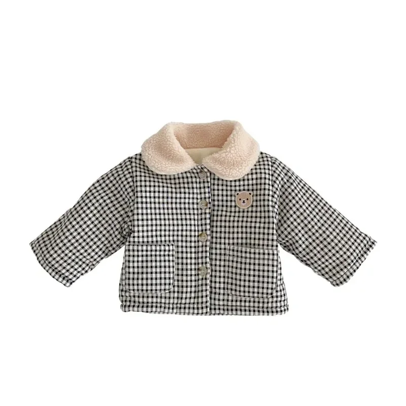 Korean Style Baby Clothes Winter New Fashion Plaid Cotton Padded Children Outerwear Toddler Boy Girl Warm Jacket Tops Ropa Bebe