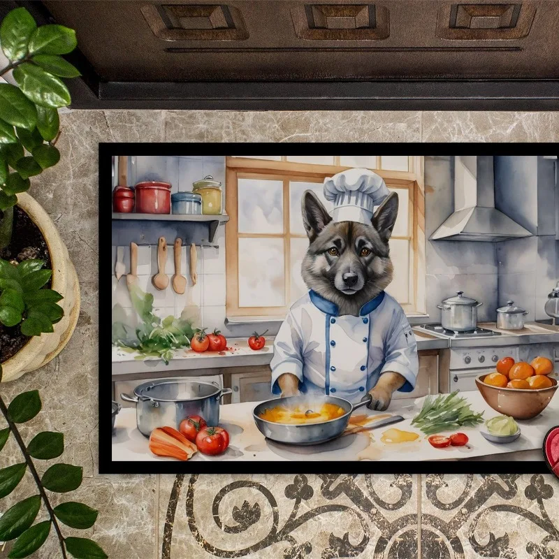 Elkhound Chef Doormat NEW Non Slip Low Pile Washable Indoor Outdoor Front Mat