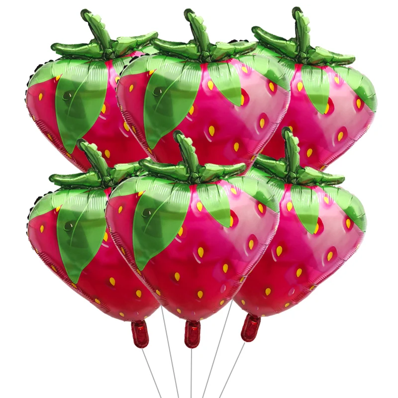 6pcs Fruit Balloons Strawberry Avocado Aluminum Foil Helium Balloon Watermelon Orange Cactus Ballon Children\'s Theme Party Decor