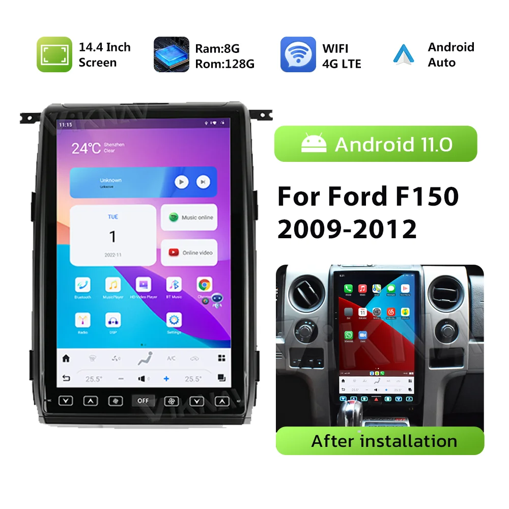 

Android Autoaudio для Ford F150 2009-2012 автомобильное радио 8 ядер 8 + 128 ГБ беспроводной CarPlay 14,4 дюймовый сенсорный экран стерео головное устройство