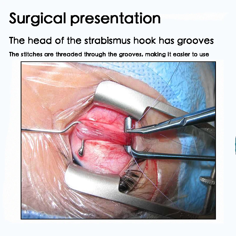 Strabismus Retractor, Eye Retractor com furo, cabeça redonda, sem furo