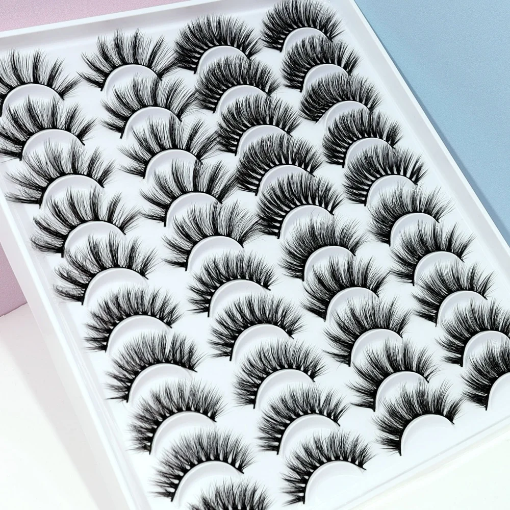 20 คู่ของขนตาปลอมแบบตาแมวธรรมชาติ ขนตาปลอมแบบ 3 มิติ ขนตาหนาแบบดราม่า ต่อขนตา แต่งหน้า