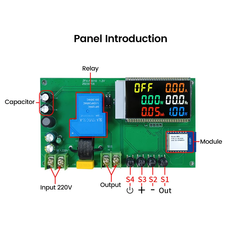 ZFX-P3010 AC 220V Tuya Wifi Smart Electricity Meter Voltage Current Power Meter Multi-Function Monitor For Electrician Tool