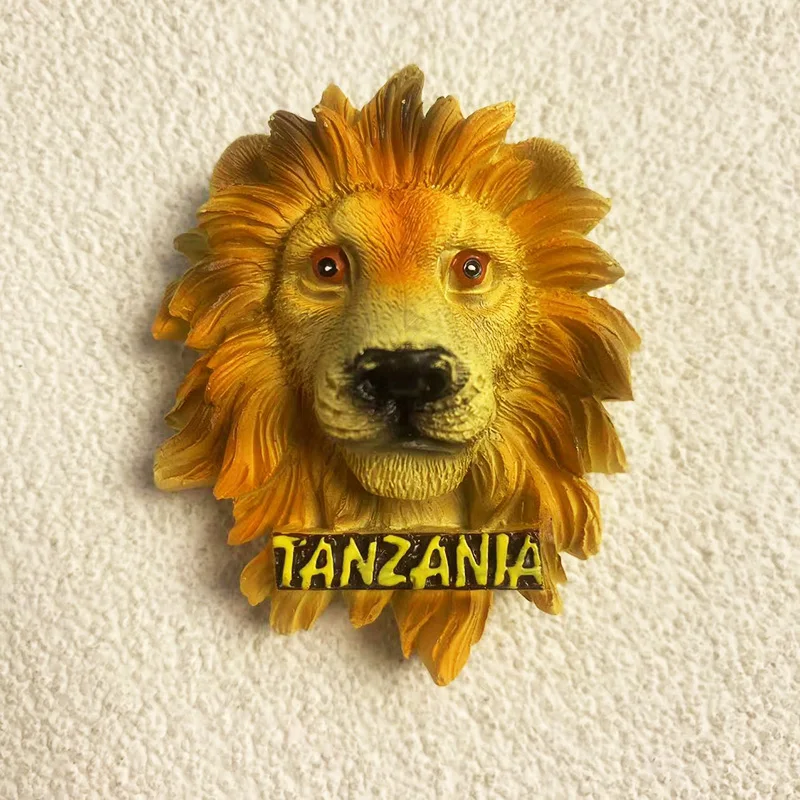 Tanzania tourist souvenirs three-dimensional Lion head 3D three-dimensional refrigerator sticker decoration supplies gifts