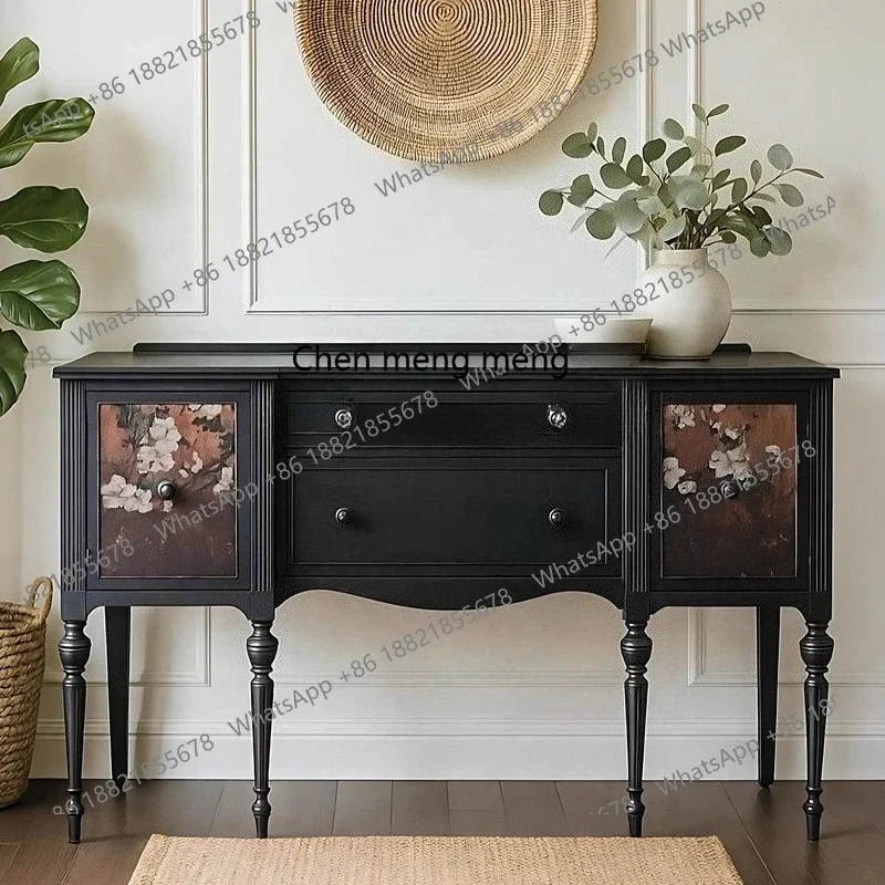 

X Retro entrance cabinet, facing the door, solid wood living room partition cabinet, high-end light luxury, storage side cabinet