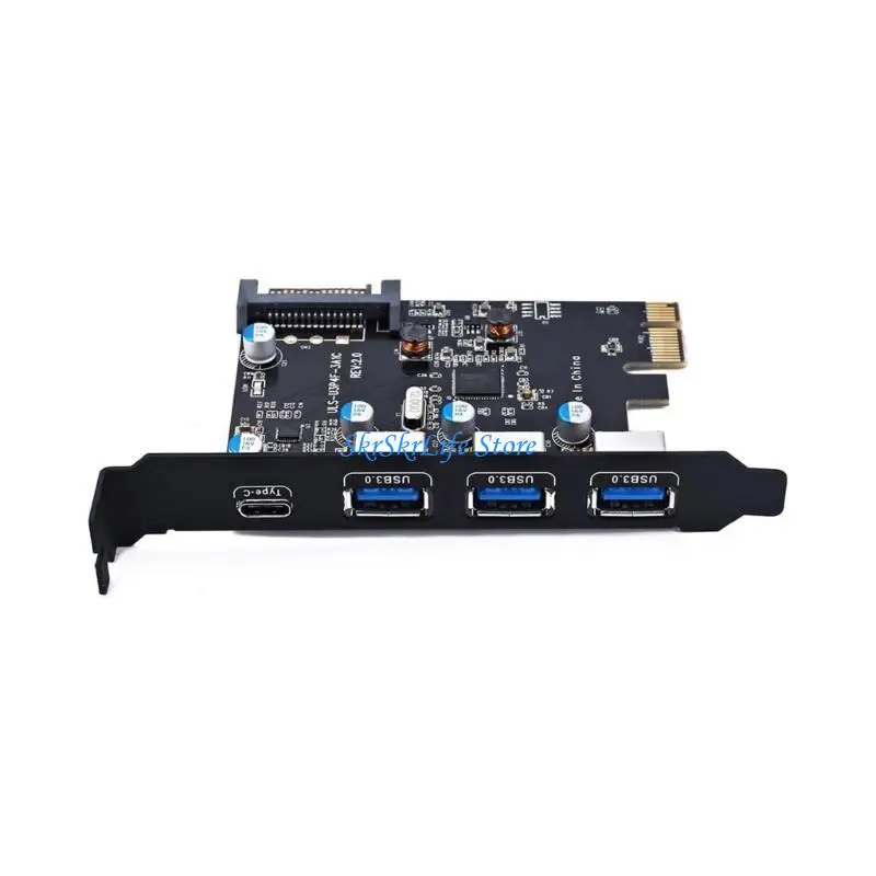

E65E PCI-E USB3.0 Card 4-Port Type-C (1x) TypeA (3x) FL1100 Chip 5Gbps for Desktop PC