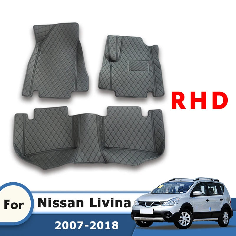 RHD Car Floor Mats For Nissan Livina 2018 2017 2016 2015 2014 2013 2012 2011 2010 2009 2008 2007 Car Accessories Interior Carpet