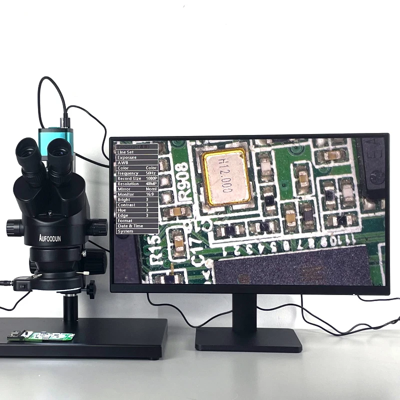 Imagem -04 - Monocular Trinocular Microscópio Câmera 48mp 4k Hdmi Usb Vídeo Digital Zoom Contínuo Solda Microscopio Smart Phone Repair