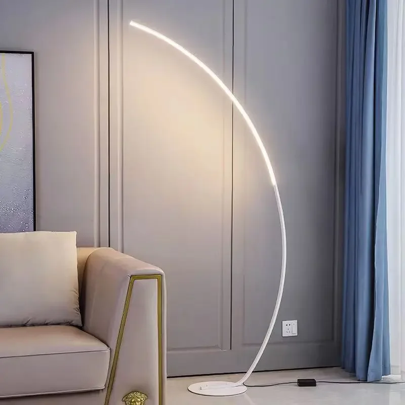 Modern LED Art Floor Lamps, Home Indoor, Sala de estar, Preto, Branco, Regulável, Remoto, RGB, Quarto, Foyer Decor, Luz de canto