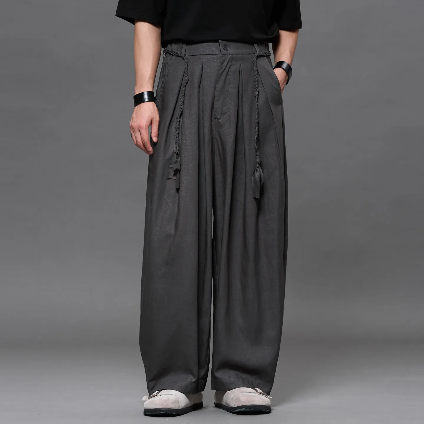 Quality 2026 Spring/Summer Linen Wide-Leg Pants Japanese-Style Retro New Chinese Style Old Money Loose Lantern Straight-Leg