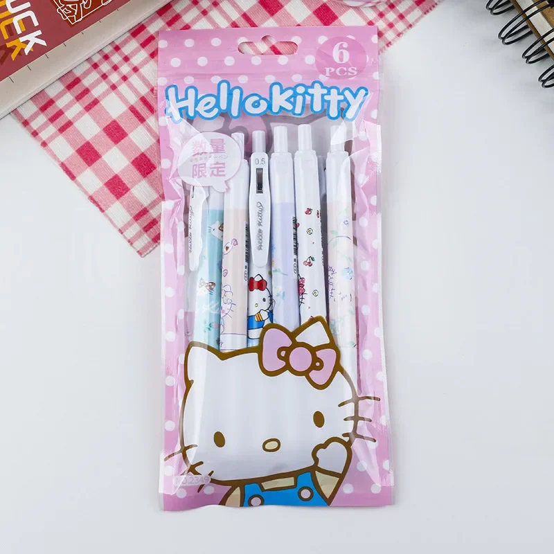 

Sanrio Kuromi 0.5mm Gel Pens Set Cute Kawaii Press Gel Pen 6Pcs/Set Cartoon School Hello Kitty Student Stationery Supplies Gift