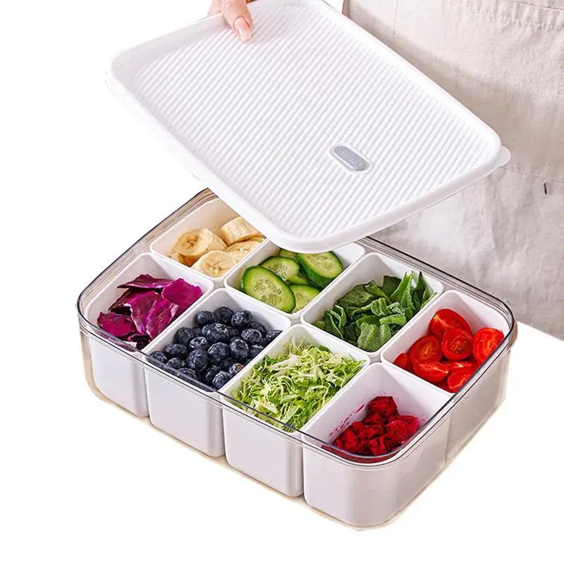 

Контейнер для закусок с 8 отделениями, сервировочный поднос с герметичной крышкой, портативный Кухонный Контейнер для закусок