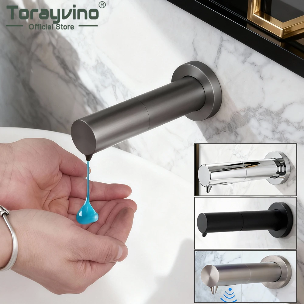 

Автоматический дозатор для мыла Torayvino 500 мл, настенный, из нержавеющей стали, для кухни и ванной комнаты