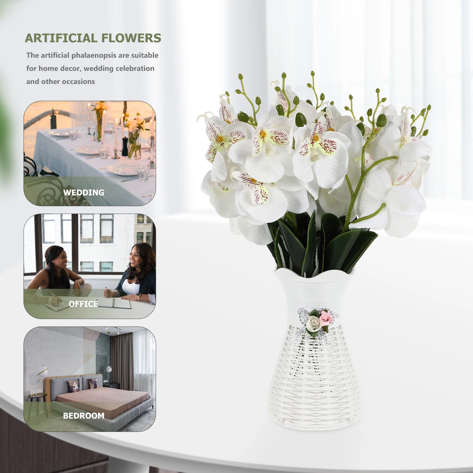 

10pcs Artificial Flower Accessories Phalaenopsis Fake Orchids Bright Romantic Home Decor Wedding Party Centerpieces Fabric Faux