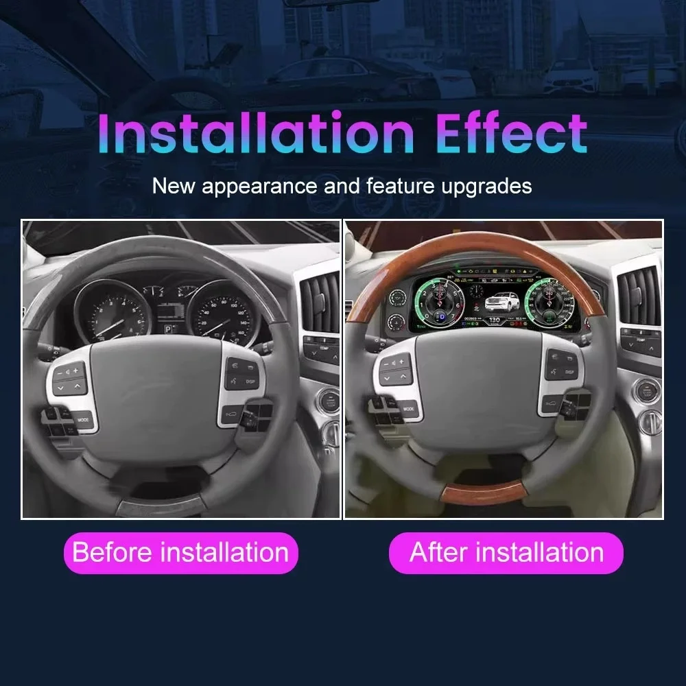 12.3 inch For Toyota Land Cruiser LC200 2008-2020 Dashboard Digital Cluster Virtual Cockpit Instrument Speedometer Multifunction