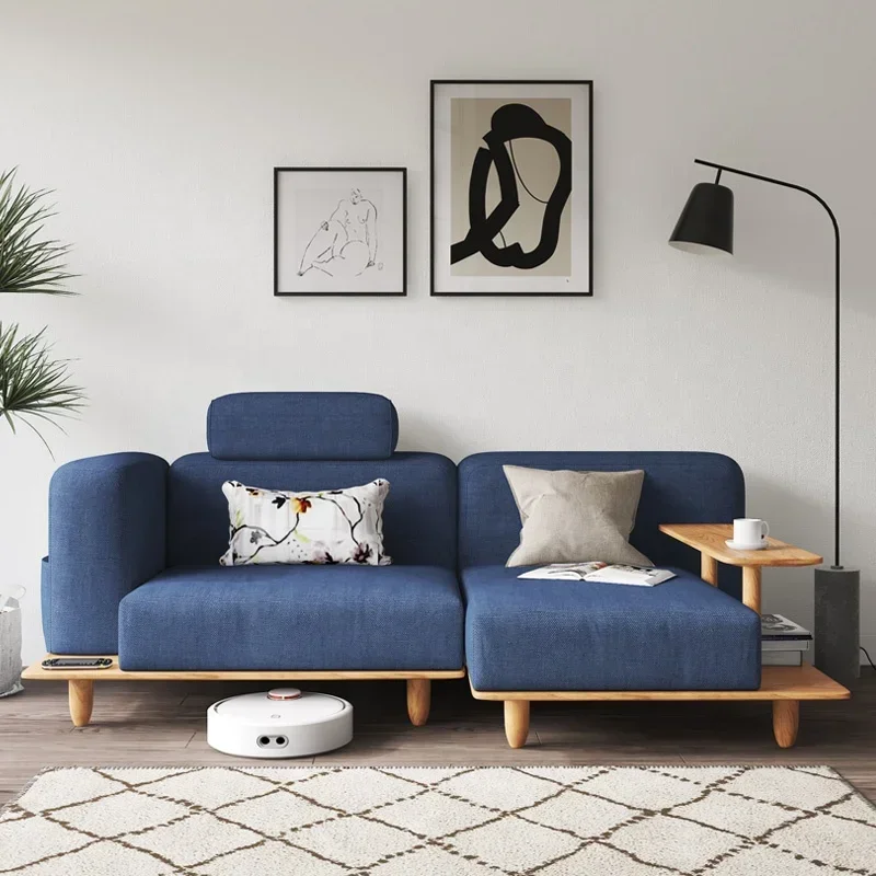 

#Modern Cotton Linen Loveseat Living Room Wooden Frame Two Seater Sofa Design