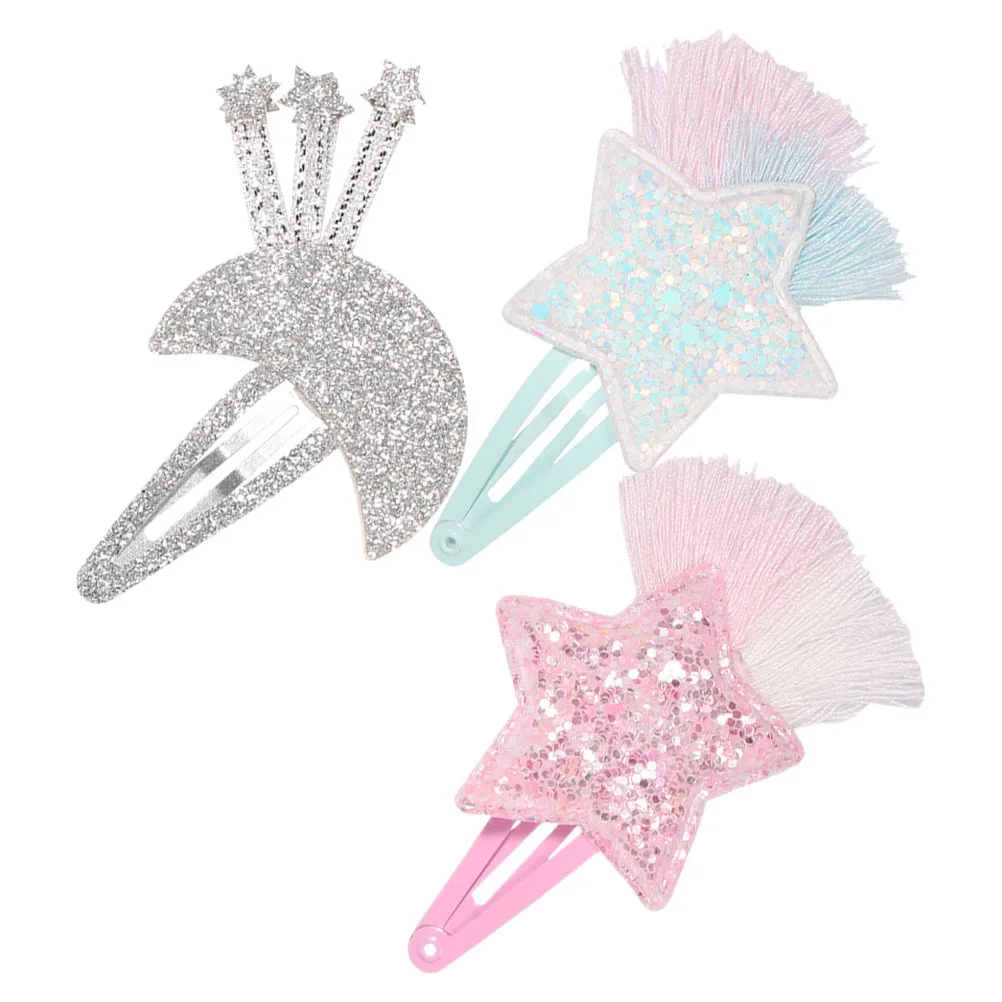 

3Pcs Star Shaped Hair Clips Glitter Sparkle Barrettes Girls Fashion Hair Decorations Ideal for Parties and Events