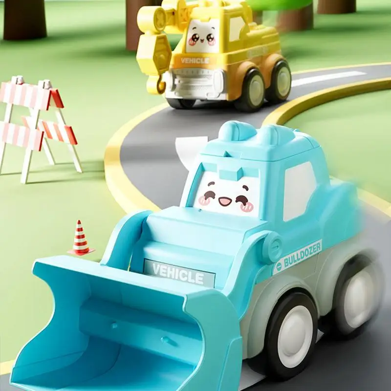 Baby Cartoon Toy Car Mini Press Go Vehicles Inertia Pull Back Cars Early Education Loader Crane Bulldozer Excavator Toys