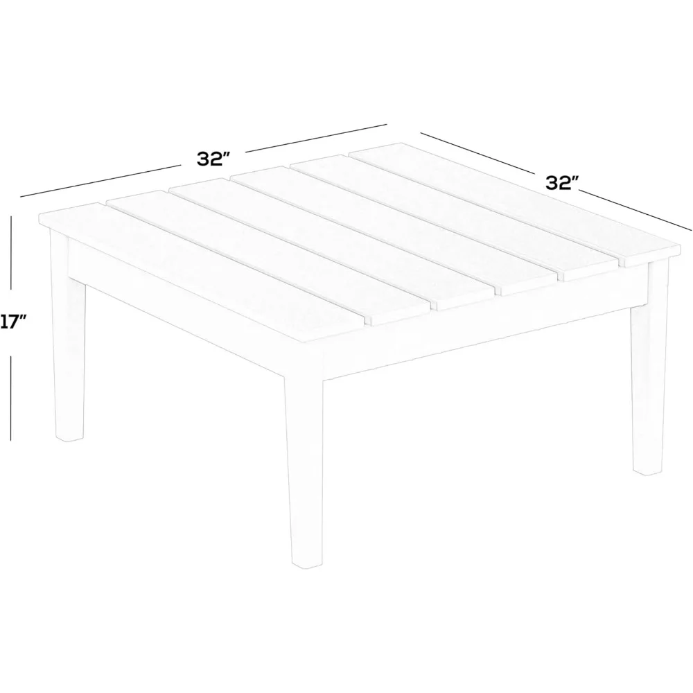 Outdoor Coffee Table, 32 Inch All Weather Poly Lumber  Patio Coffee Table Square Low Table, Gray
