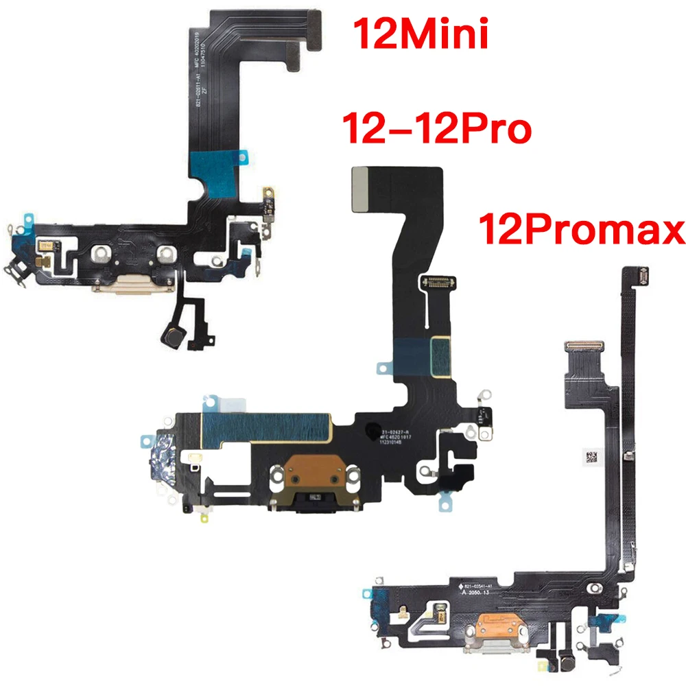 Puerto de carga Flex, reemplazo para iPhone 11, 12 Mini Pro Max, cargador, conector USB, Cable flexible de datos con micrófono