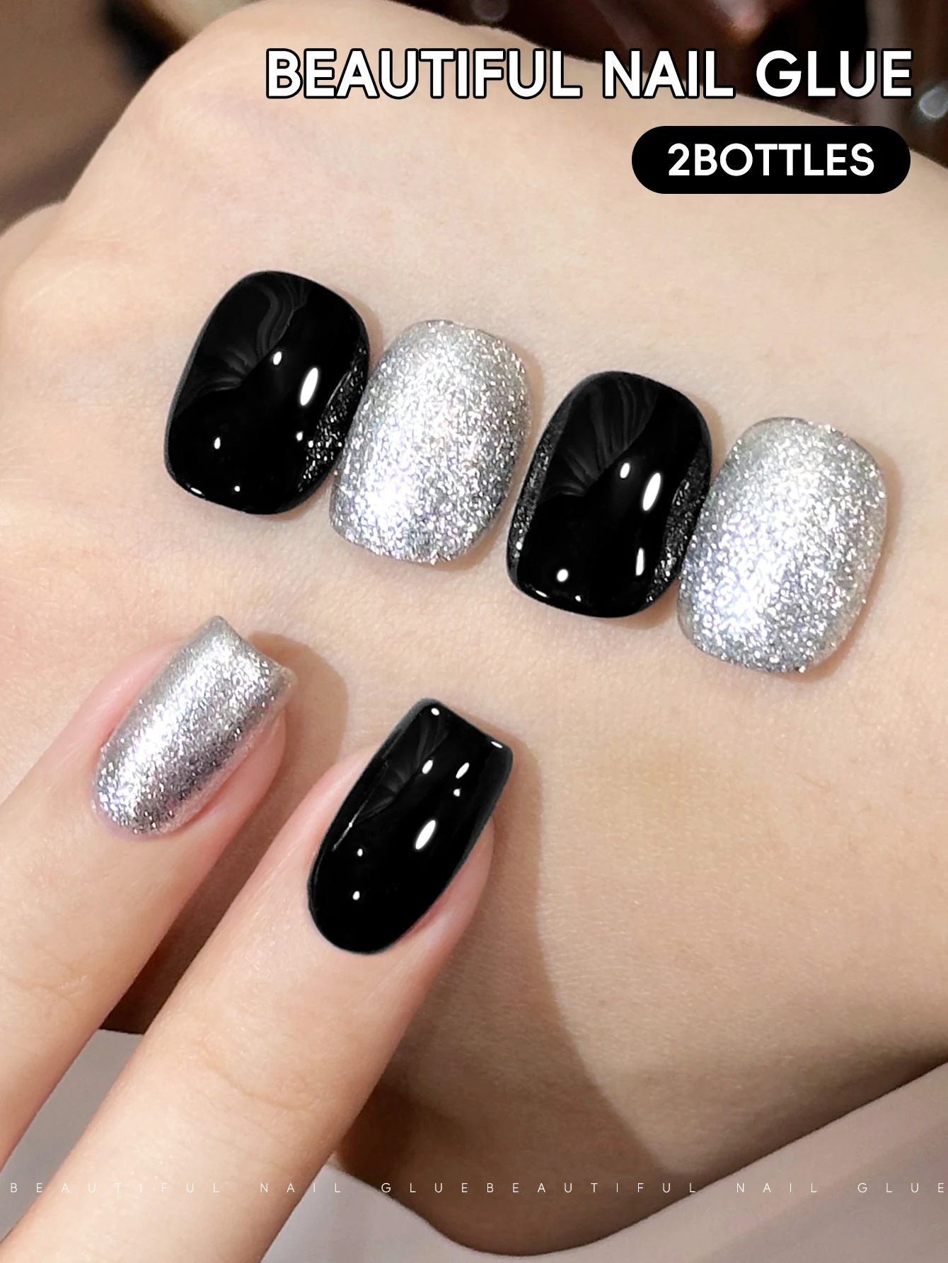 2 قطعة دينغ بانغ تعثر 01 M050 --- جديد شعبي لامعة مسمار الفن 2 اللون مجموعة مشرق بريق الفضة مسحوق هلام مسمار الفن DIY بها بنفسك