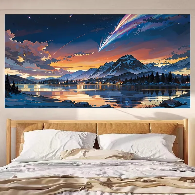 VIKAMA Landschaft Hintergrund Stoff Ins Wandteppich Wohnzimmer Schlafzimmer Dekoration personalisierte minimalistische Stil Wandteppich Dekoration