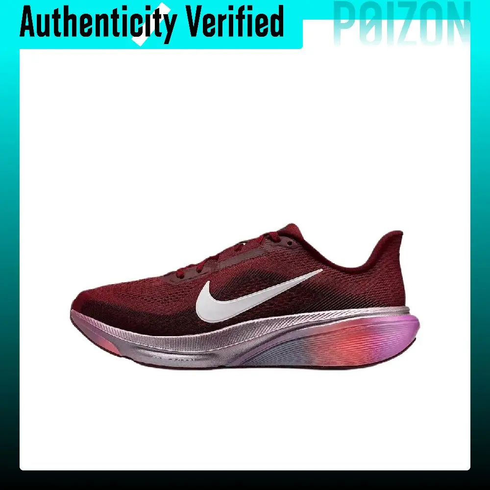 Nike Pegasus 42 Breathable Rebound Running Shoes Women's Burgundy White IO8251-600