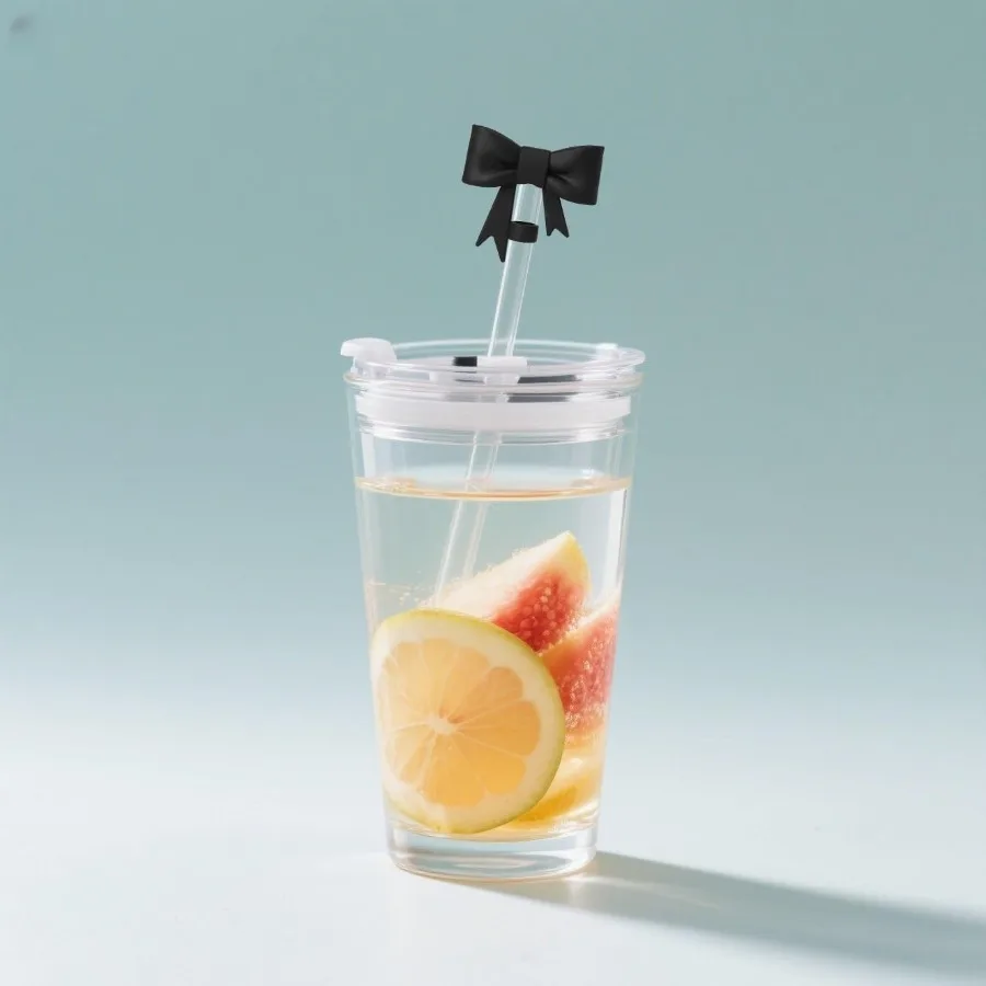 القوس القش يغطي غطاء متوافق مع كوب ستاربكس سيليكون القش توبر لعادي أصغر القش قطر 68 مللي متر أسود 1 قطعة