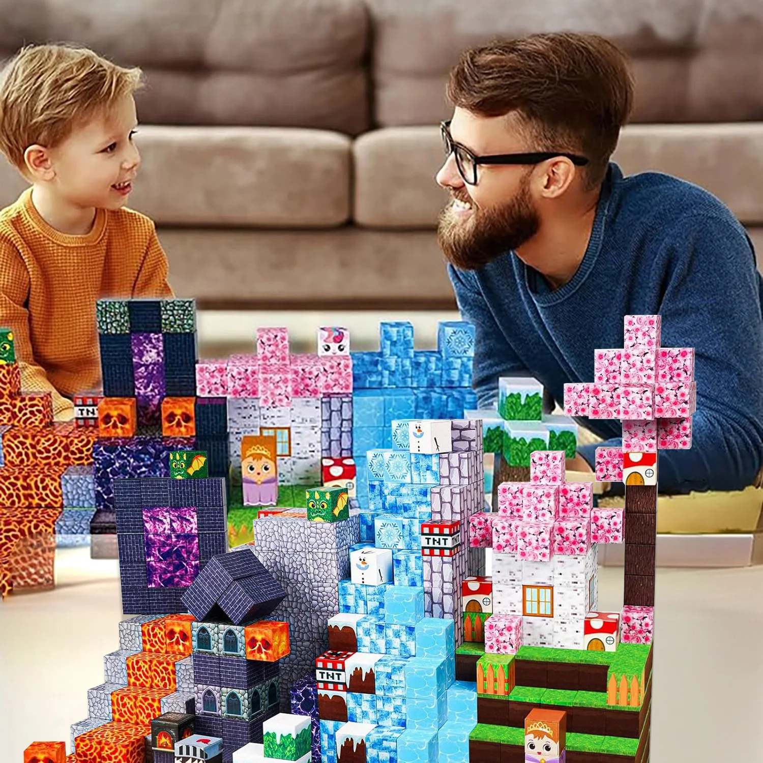 Magnetische Bausteine für Kinder, Spielzeug, STEM MONTESSORIES CUBE Dream World Kreativität, architektonisches Gebäudeset, Puzzle-Geschenke