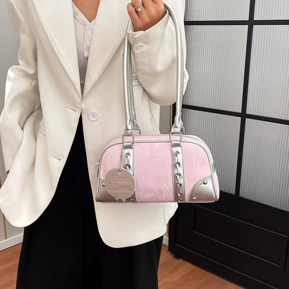 

Повседневная сумка для боулинга под мышками, большая вместительная сумка-подушка в студенческом стиле, бостонская сумка из искусственной кожи, женская сумка на плечо в корейском стиле, дорожная сумка