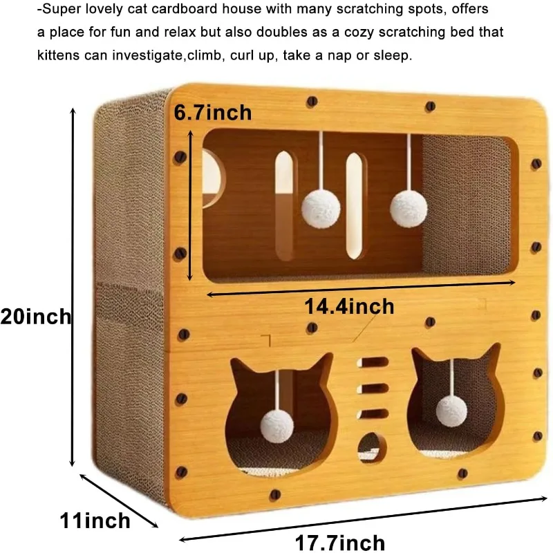 Two-layer Multifunctional Cat House Cat Bed Cat Scratching Board Soft Comfortable Eco Friendly for Indoor Cats Cat Cardboard