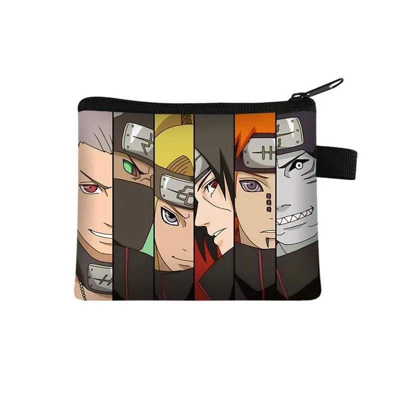 Naruto Coin Wallet Cartoon Print Handbag Sasuke Mini Storage Bag Headphone Case Loose Change Card Bag Student Gift