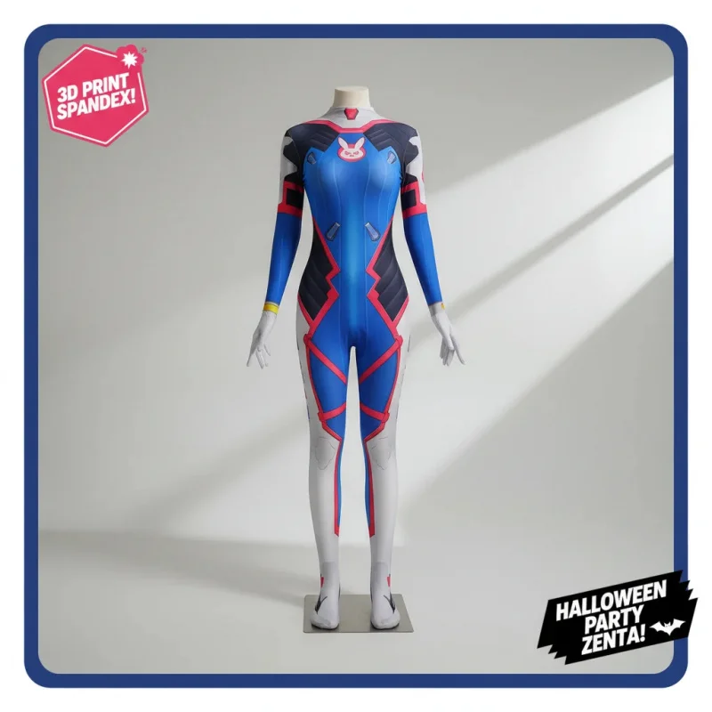 

▶❤D.Va Cosplay Jumpsuit Costume Women 3D Printing Spandex Halloween Party Zentai Suit❤◀